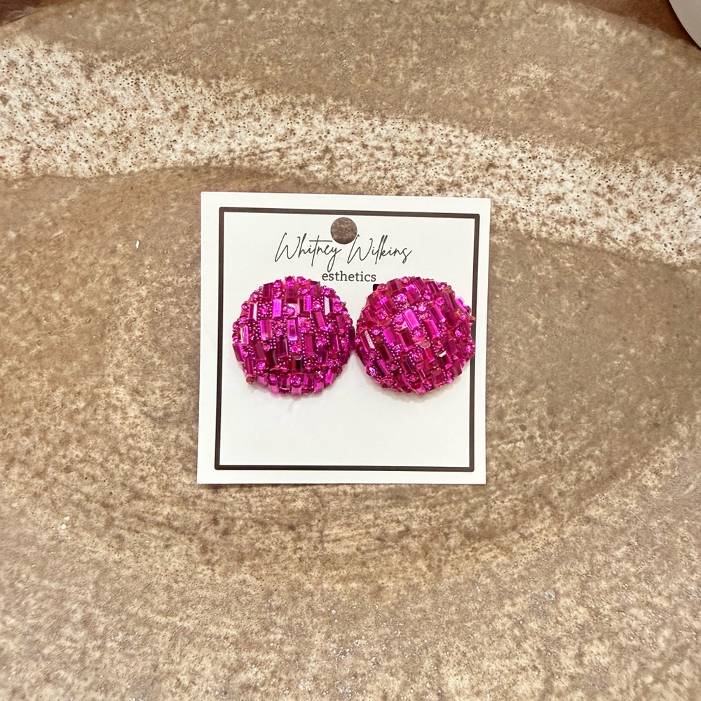Pink Beaded Earrings